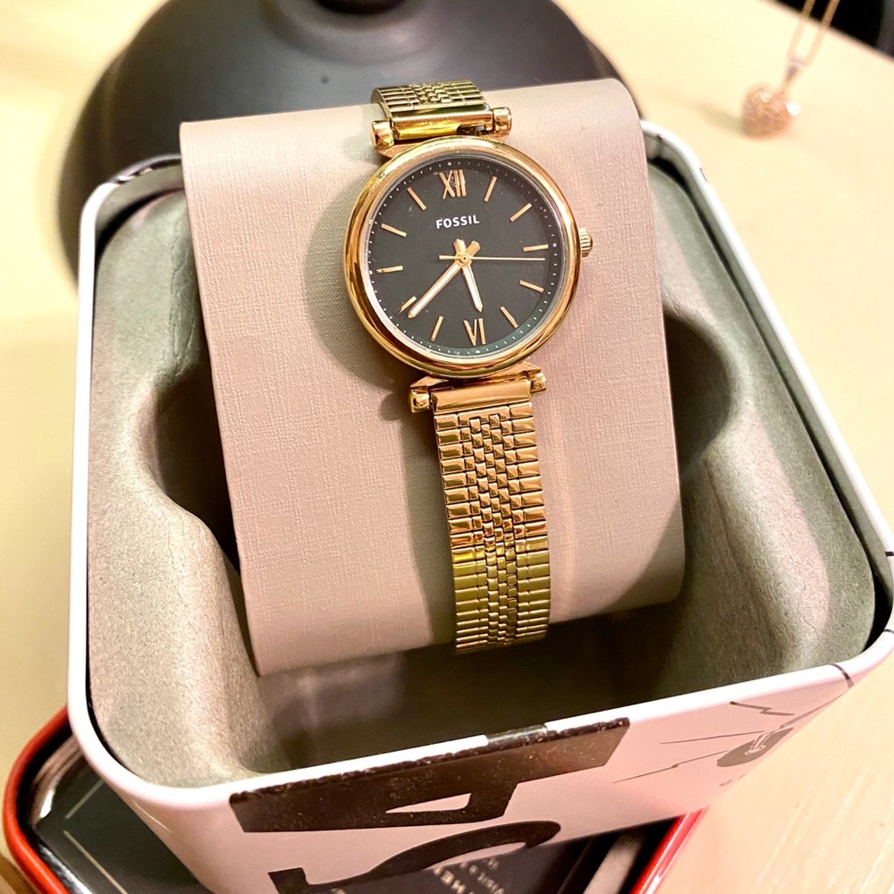 Fossil Watch *Brand New* Gold band with Green Face